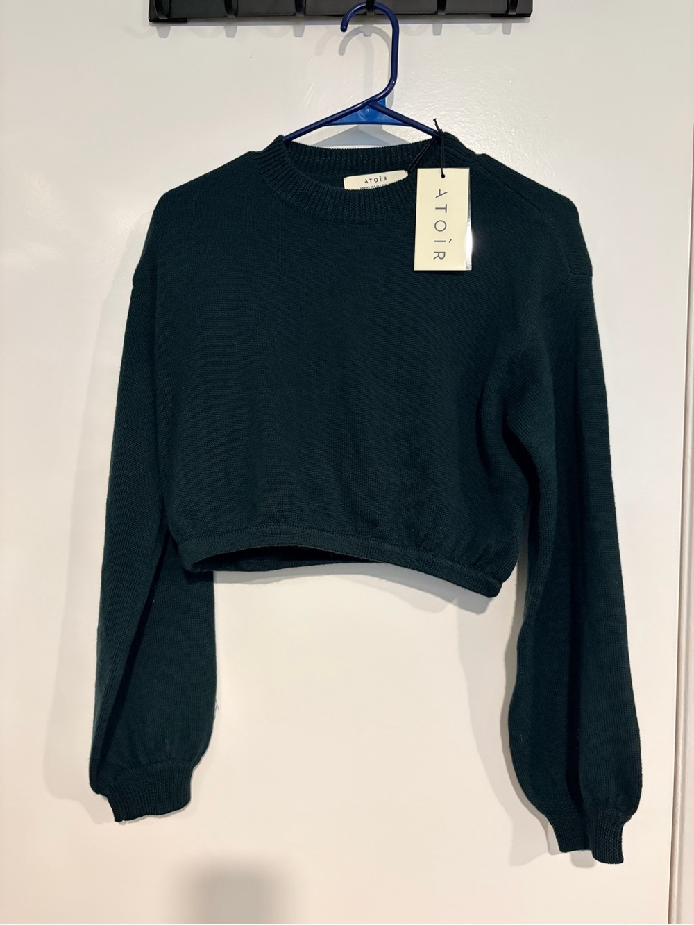 Atoir Dark Green Cropped Knit Sweater, New With Tags
